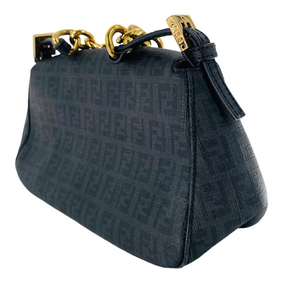 FENDI Zucchino FF Spalmati Mini Mama Forever Baguette Vintage Handbag - Picture 3 of 12